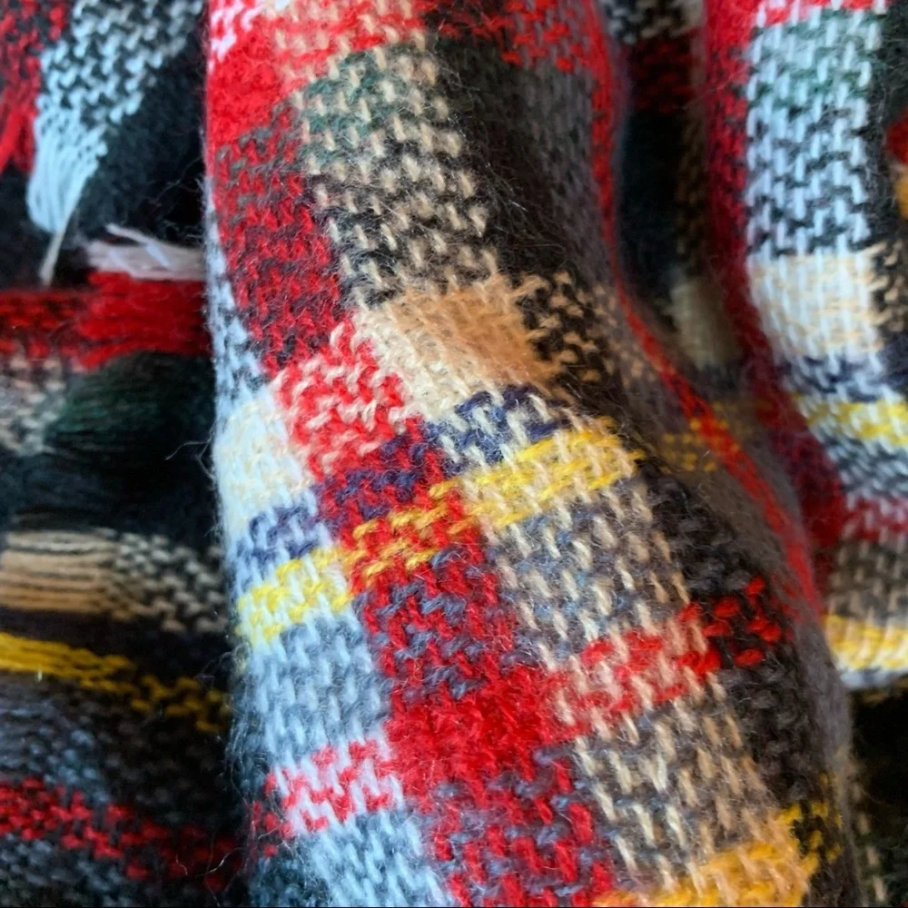 Plaid blanket scarf